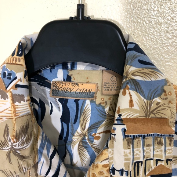 Bobby Chan 100% Silk Button Front Hawaiian Shirt - Picture 2 of 4